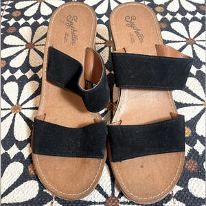 Seychelles Suede Black Sandals size 8